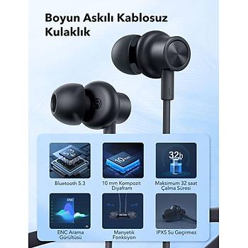 ENC Mikrofonlu M�knat�sl� Boyun Ask�l� Bluetooth Kulakl�k IPX5 5.2 Bt