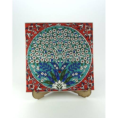 Krmz Mavi Hayat Aac Desenli Dekoratif Duvar Karolar - 0008