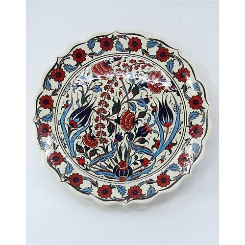 Seluklu Motifli Karanfil Desenli ini Seramik Duvar Ss 25 cm Tabak