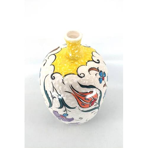 20 cm Seramik El Sanat iek Desenli Dekoratif iek Desenli Vazo Model 041