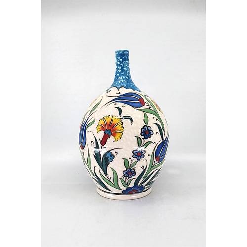 22 cm Seramik El Sanat Seluklu Motifli Dekoratif Damla Vazo Model 046