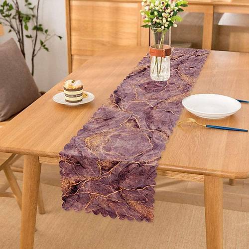 Bordo Mermer Desen  Runner
