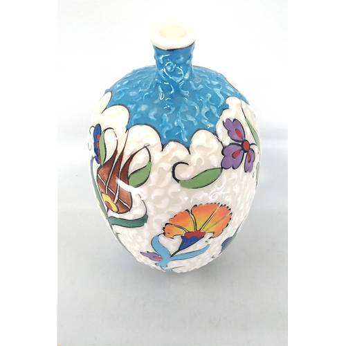 20 cm Seramik El Sanat Seluklu Motifli Dekoratif Mavi Antik Vazo Model 011