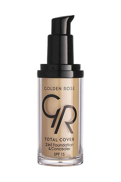 Golden Rose Total Cover 2in1 Foundation&Concealer-21 Light Yellow Beige-Kapatc Fondten