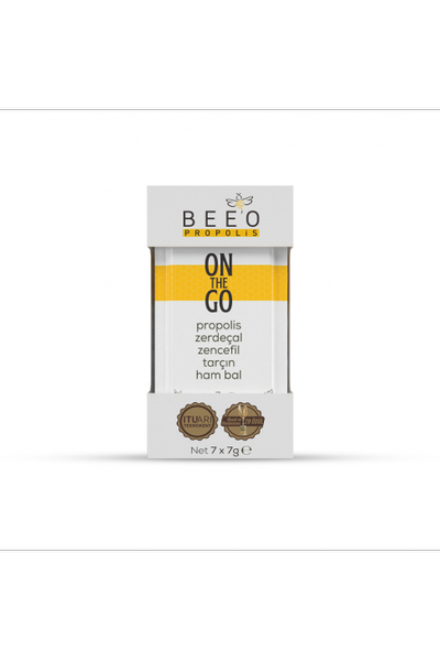 BEE'O ON THE GO Propolis - Zerdeal - Zencefil - Tarn ve Ham Bal Karm 7'li Paket 49 gr