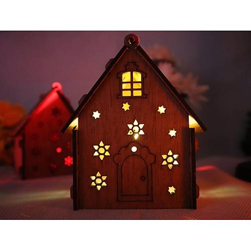 Ahşap Gece Lambası Boyanabilir ev