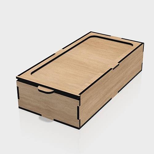 Ahşap Kutu Kayar Kapak 200x100x50mm