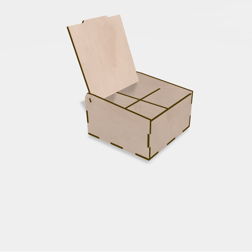 Ahşap Bölmeli Kutu 110x110x60mm