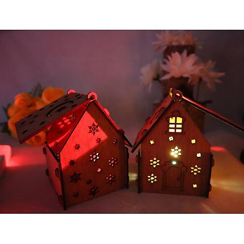 Ahşap Gece Lambası Boyanabilir ev