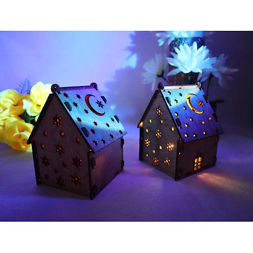 Ahşap Gece Lambası Boyanabilir ev