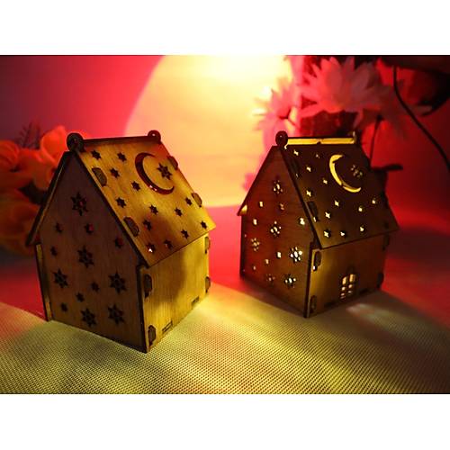 Ahşap Gece Lambası Boyanabilir ev