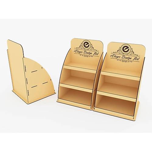 Ahşap 3 Raflı Teşhir Standı