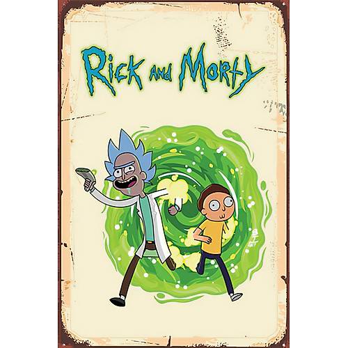 Rick ve Morty Ahþap Retro Tablo 30x20