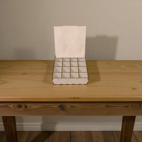 Ah�ap B�lmeli Kutu 210x210x60mm