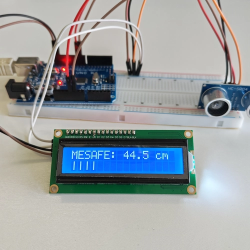 Arduino Ultrasonik LCD Mesafe �l�er Projesi (0�150 cm)
