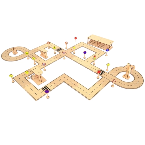 Ah�ap MDF �ocuk Trafik E�itim Oyun Parkuru �ehir Seti 90x70 cm