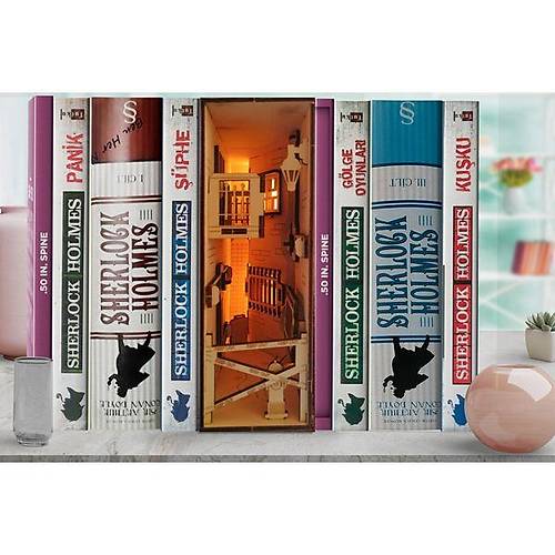 Sherlock Holmes Cinayet Mahali Book Nook Kitap Tutucu - DIY Gizemli Dedektif Maket Kit