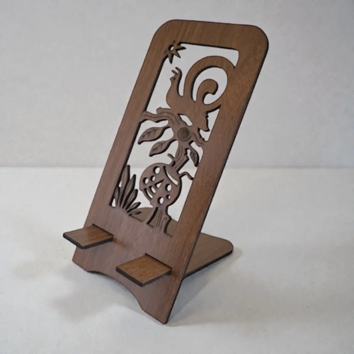 Ah�ap Telefon Stand� - Salyangoz Fig�rl� Sevimli Seri (8.5x17.5 cm)