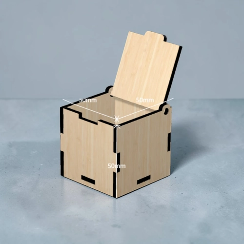 A��l�r Kapakl� Ah�ap MDF Mini Kutu 50x50x50mm