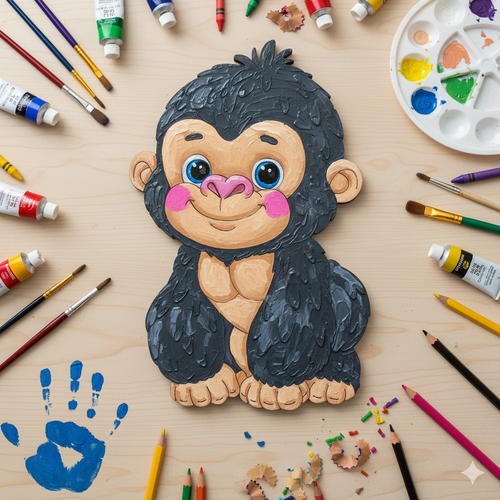 Boyanabilir Ah�ap Orangutan Fig�r� 16x10 cm