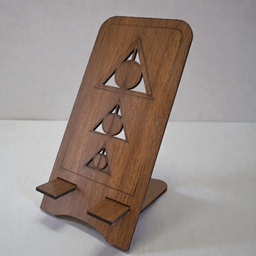 Ah�ap Telefon Stand� - Geometrik Prizma Model (8.5x17.5 cm)