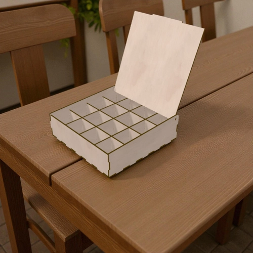 Ah�ap B�lmeli Kutu 210x210x60mm