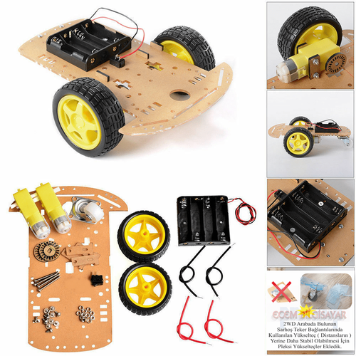 Arduino Başlangıç Seti Uno R3 2WD Robot Araba Kiti