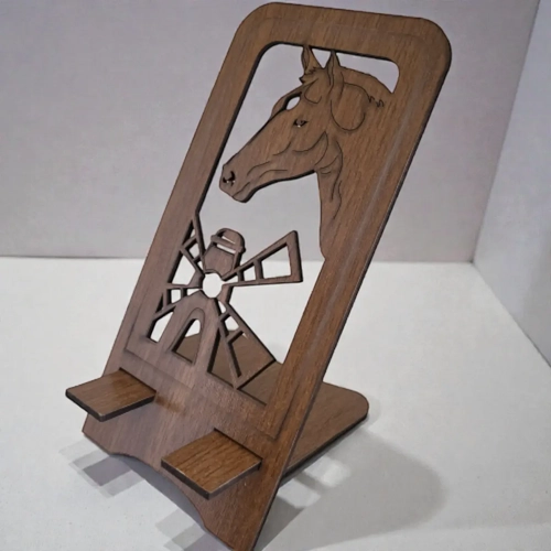 Ah�ap Telefon Stand� - At Fig�rl� Asil Seri (8.5x17.5 cm)