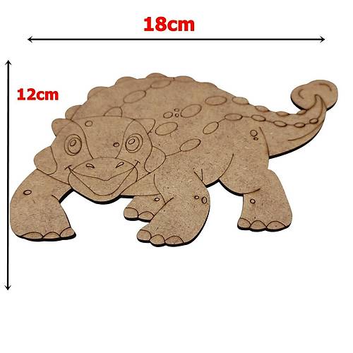 Boyanabilir Ah�ap Dinozor Fig�r� Ankylosaurus 18x12 cm