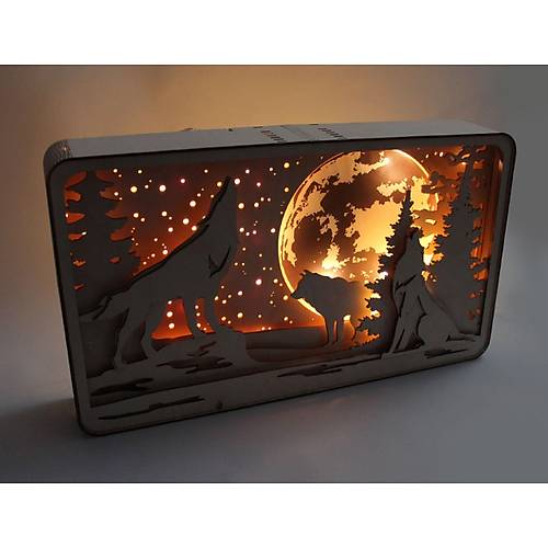 Ay Işığında Kurtlar 3D Night Box Gece Lambası