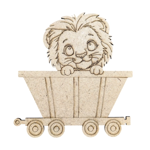 Boyanabilir Ah�ap Vagonlu Aslan Fig�r� 13x13 cm