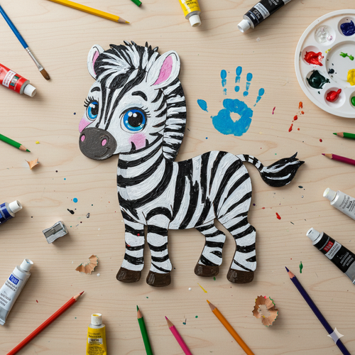 Boyanabilir Ah�ap Zebra Fig�r� 16x15 cm