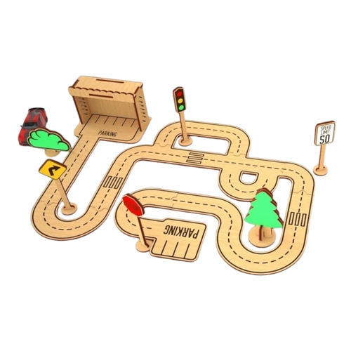 Ah�ap MDF �ocuk �ehir Trafik E�itim Parkuru Oyun Seti 80x80 cm