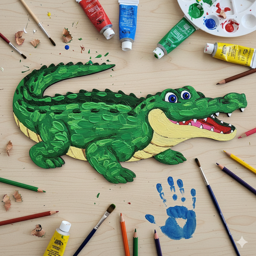 Boyanabilir Ah�ap Timsah Fig�r� 19x10 cm