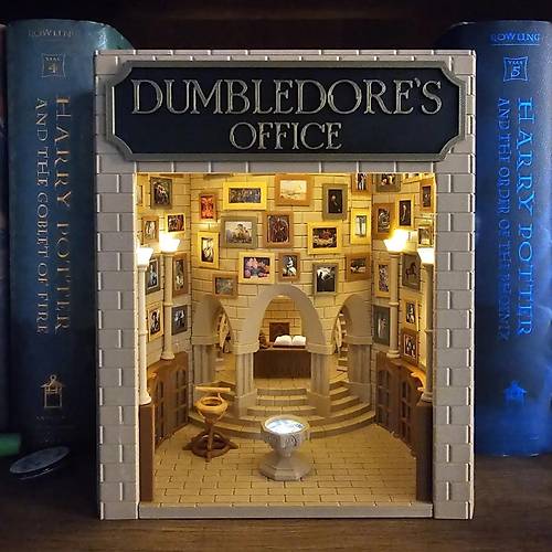 Book Nook Harry Potter Dumbledore'un Ofisi Kitap Kesi DIY Kendin Yap