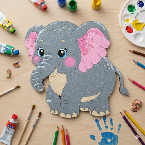 Boyanabilir Ah�ap Fil Fig�r� 17x16 cm