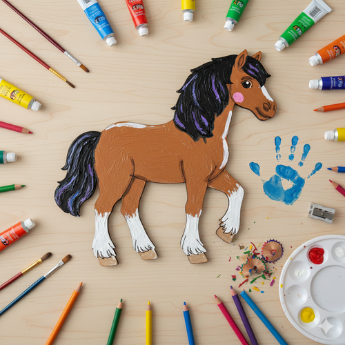 Boyanabilir Ah�ap At Fig�r� 16x15 cm