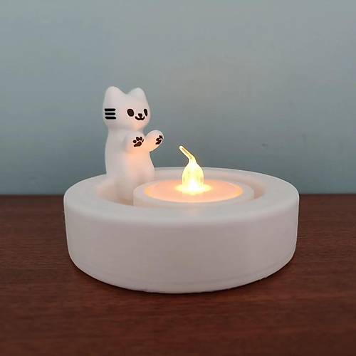 Sevimli Isnan Kedi Dekoratif Mumluk