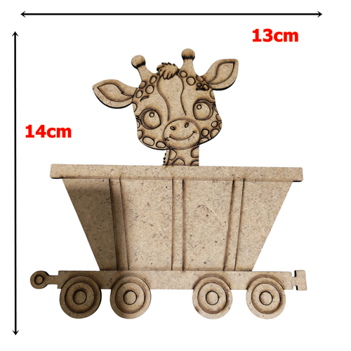 Boyanabilir Ah�ap Vagonlu Z�rafa Fig�r� 14x13 cm