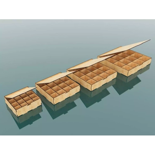 Ah�ap B�lmeli Kutu 150x150x50