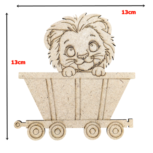 Boyanabilir Ah�ap Vagonlu Aslan Fig�r� 13x13 cm