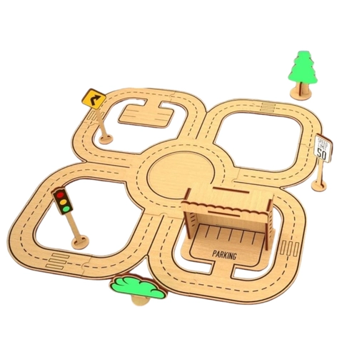 Ah�ap MDF Trafik Oyun Parkuru �ehir E�itim Seti 80x80 cm