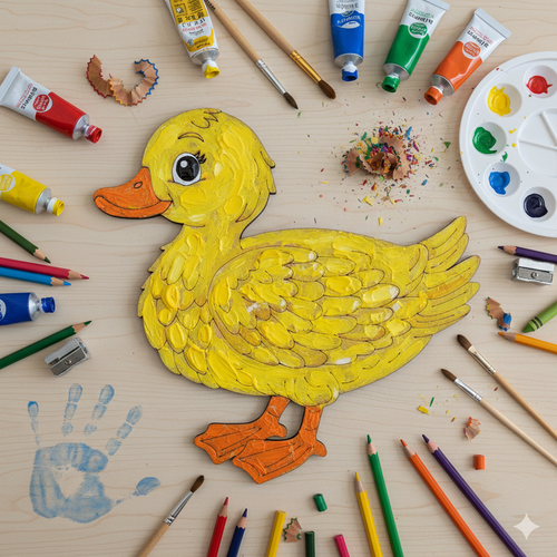 Boyanabilir Ah�ap �rdek Fig�r� 15x15 cm