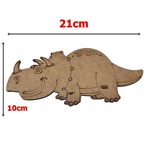 Boyanabilir Ah�ap Dinozor Fig�r� Triceratops 21x10 cm