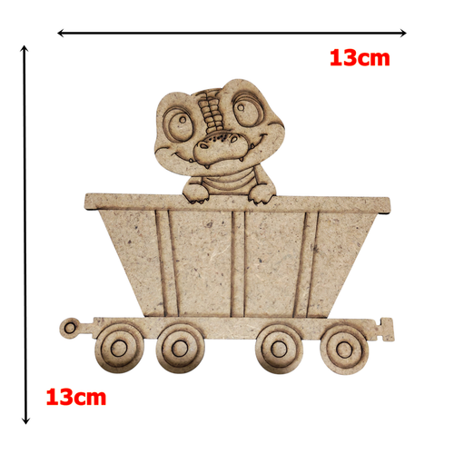 Boyanabilir Ah�ap Vagonlu Dinozor Fig�r� 13x13 cm