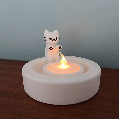 Sevimli Isnan Kedi Dekoratif Mumluk