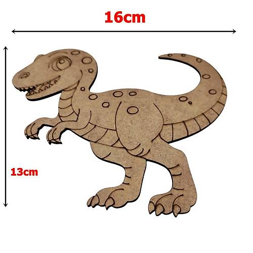 Boyanabilir Ah�ap Dinozor Fig�r� T-Rex 16x13 cm