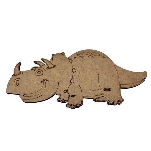 Boyanabilir Ah�ap Dinozor Fig�r� Triceratops 21x10 cm