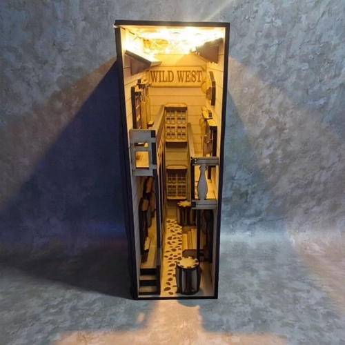 Vah�i Bat� Kovboy Kasabas� Book Nook Kitap Tutucu - DIY Ah�ap Minyat�r Maket Kit