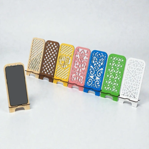 7'li Geometrik Ah�ap Telefon Stand� Seti - �oklu Dekoratif Paket